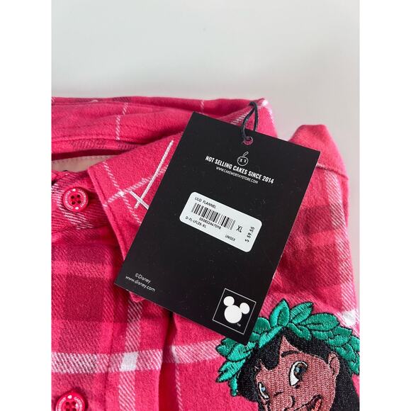NWT Cakeworthy Disney Lilo Embroidered Red Plaid Flannel Sz XL Pudge Graffiti - Picture 5 of 12